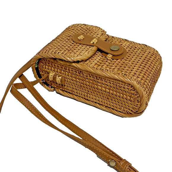 Woven Wicker Basket Purse Straw Crossbody Shoulderbag Casual Cottage Core Bag - Picture 10 of 10
